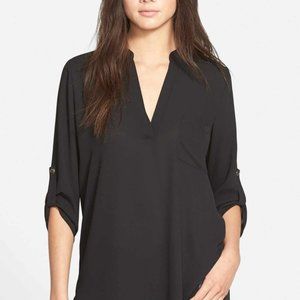 LUSH Roll Tab Sleeve Tunic XXL Black